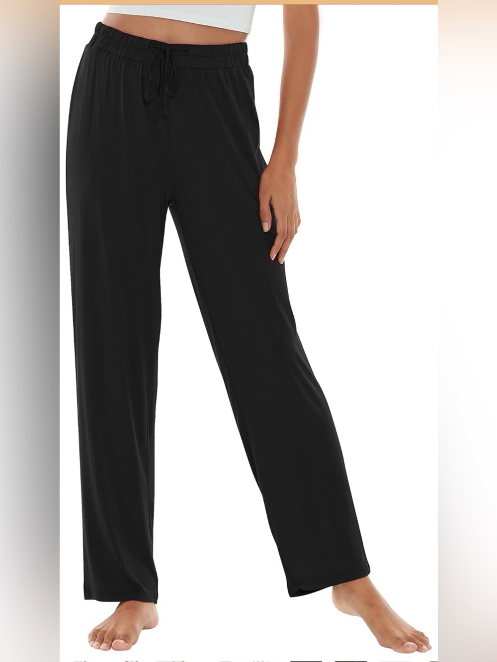 WiWi Pajama Pants for Women Viscose from Bamboo Drawstring Bottoms Size L NWT